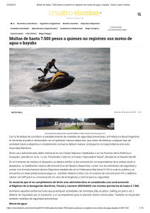 Multas de hasta 7.500 pesos a quienes no registren sus motos de agua o kayaks - Diario Cuatro Vientos