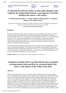 Evaluation of sulfur flower in mineralized salts as repellent of ectoparasites (ticks and flies) in crossbred heifers Bos taurus x Bos indicus in the Valley of the Sinu