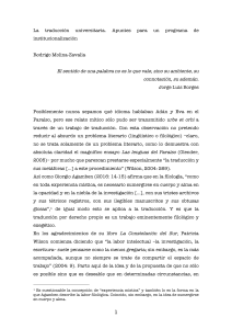 La traducción universitaria. Apuntes para un programa de institucionalización (Rodrigo Molina-Zavalía)