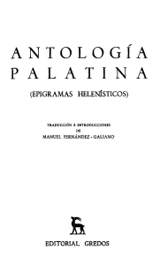 ANTOLOGÍA PALATINA ( EPIGRAMAS HELENÍSTICOS ) . LIBROS DE LA BIBLIOTECA PRIVADA DEL CÓNSUL DE ROMA.