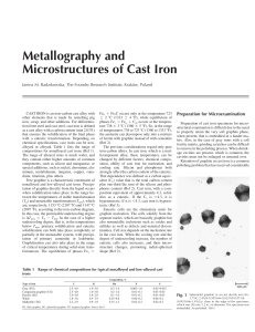 Metallography and mICROSTRUCTURES OF CAST IRON