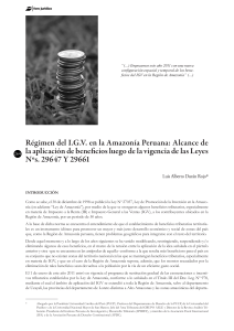 Régimen del I.G.V. en la Amazonía Peruana Alcance de la aplicación de beneficios luego de la vigencia de las Leyes