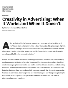 CREATIVITY Creativity in Advertising Whe