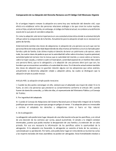 Comparación de La Adopción del Derecho Romano con El Código Civil Mexicano Vigente