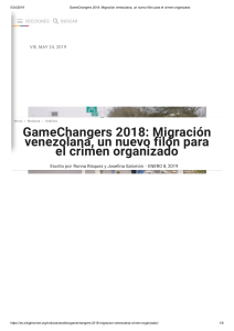 GameChangers 2018  Migración venezolana, un nuevo filón para el crimen organizado