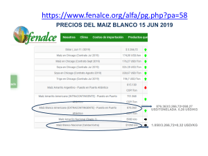 FENALCE PRECIO MAIZ BLANCO 15 JUN 2019