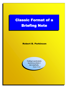 Classic Format of a Briefing Note