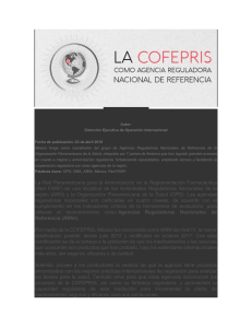 La COFEPRIS como agencia reguladora nacional de referencia
