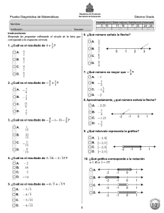 Prueba Diagnóstica 10º Matemáticas (2011)