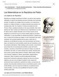 Las Matemáticas en la República de Platón