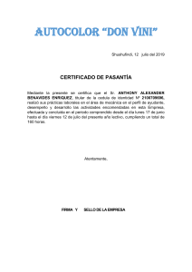 Formato de Certificado de pasantias emitido por la empresa