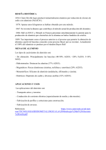 Producci&oacute;n, Usos e Historia del Aluminio