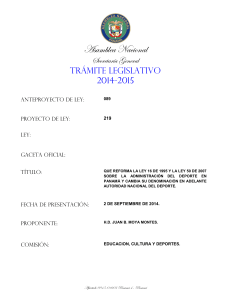 ProDeportesPana - 2015 Proyecto de Ley 219 Asamblea de Panama
