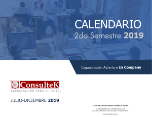 Calendario Capacitación Consultek Julio-Diciembre 2019