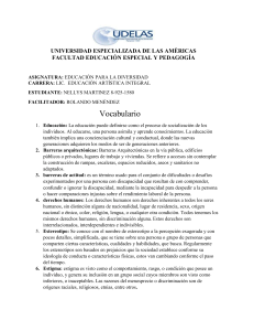 Vocabulario de Educaci&oacute;n para la Diversidad | UDELAS
