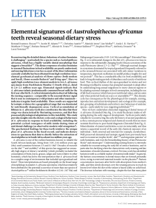 Nature2019 Elemental signatures of Australophitecus africanus theeth reveal seasonal dietary stress