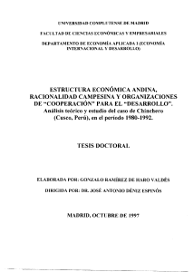 ESTRUCTURA ECONÓMICA ANDINA, RACIONALIDAD CAMPESINA Y ORGANIZACIONES DE “COOPERACIÓN” PARA EL “DESARROLLO” Análisis teórico y estudio del caso de Chinchero (Cusco, Perú), en el período 1980-1992.