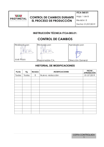 ITCA-060.01-CONTROL DE CAMBIOS EN EL PROCESO DE PRODUCCIÓN