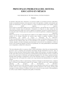PRINCIPALES PROBLEMAS DEL SISTEMA EDUCATIVO EN MÉXICO