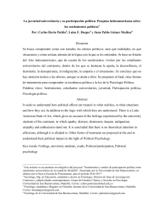 ARTÍCULO ESTADO DEL ARTE SENTIMIENTOS Y PARTICIPACIÓN POLÍTICA UNIVERSITARIOS LATINOAMERICANOS