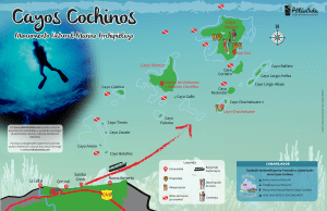 Mapa Turistico e Informativo de MNM Cayos Cochinos Honduras