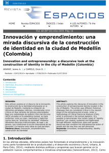 Innovacion y emprendimiento: Una mirada discursiva de la construccion de identidad en la ciudad de Medellin 