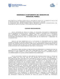 Reglamento de Construcciones Tehuac&aacute;n, Puebla