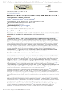 Antony - A Pilot Cross-Over Study to Evaluate Human Oral Bioavailability of BCM-95CG A Novel Bioenhanced Preparation of Curcumin - 2008
