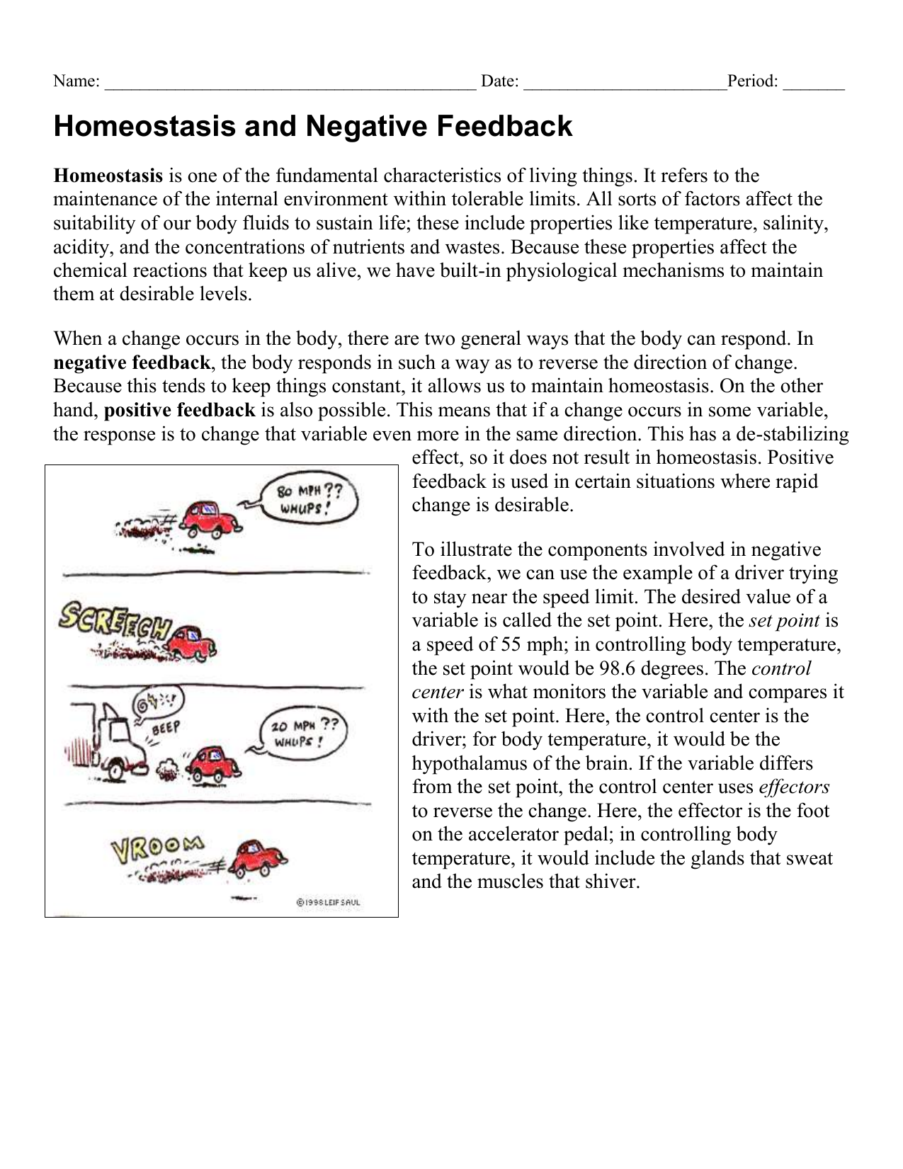 homeostasis-worksheet