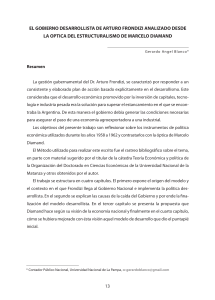 Gerardo Angel Blanco, El gobierno desarrollista de Arturo Frondizi analizado desde la optica del estructuralismo de Marcelo Diamand
