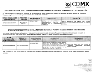Sitios de Tiro Autorizados para Disposición Final de Residuos de la Construcción y Demolición en CDMX