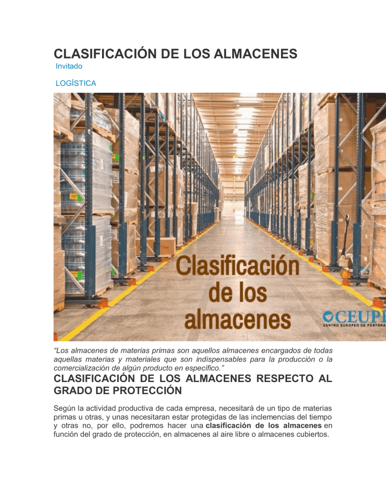 ClasificaciÓn De Los Almacenes 8162