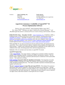 AspenTech announces availability of aspenONE V8 FINAL - for AT.com 12-10-2012