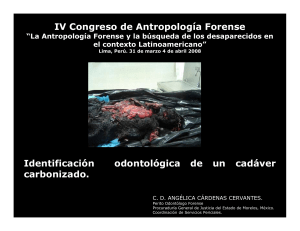 Angelica Cardenas, Identificacion Odontologica de un cadaver carbonizado