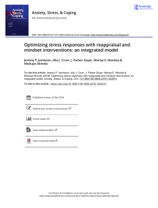 Optimizing stress responses with reappraisal and mindset interventions: an integrated model
