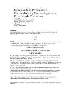 Ejercicio de la Profesión en Criminalística y Criminología de la Provincia de Corrientes