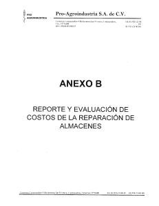 ANEXO B. Reporte y evaluación de costos de la reparación de almacenes