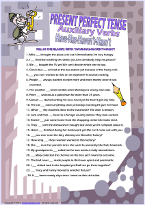 auxiliary verbs present perfect tense have-has worksheet