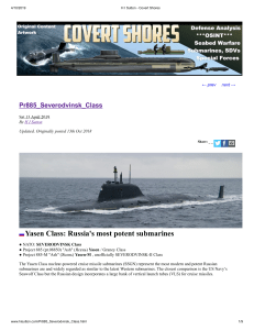 Covert Shores- Submarino SSN Clase Yasen ( RUSIA) FUENTE: hisutton.com