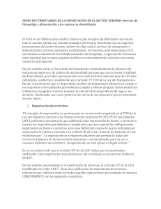 ASPECTOS TRIBUTARIOS DE LA EXPORTACIÓN EN EL SECTOR TURISMO (1)
