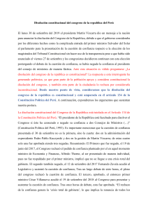 Ensayo: Disolución Constitucional del congreso de la República del Perú