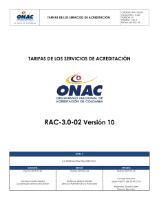 RAC-3.0-02 Tarifas del Servicio de Acreditacion  V10