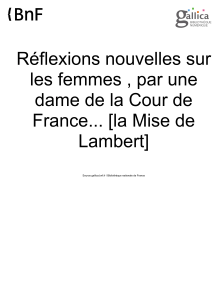 Madame de Lambert (Réflexions nouvelles sur les femmes)