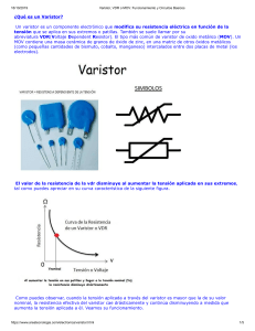 Varistor, VDR o MOV. Funcionamiento y Circuitos Basicos