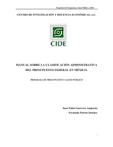 Manual sobre la clasificación administrativa del presupuesto federal en México
