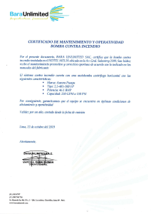 Certificado de Mantenimiento y Operatividad BCI - 2019
