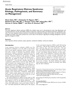 Acute Respiratory Distress Syndrome- Etiology, Pathogenesis, and Summary on Management