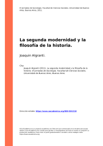 Joaquin Algranti (2011). La segunda modernidad y la filosofia de la historia