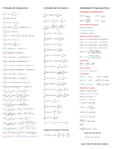 Formulario integrales y derivadas