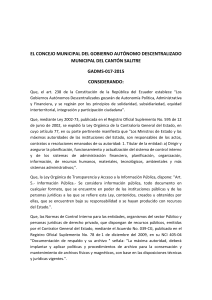 ORDENANZA DE ORGANIZACIÓN Y MANEJO DEL ARCHIVO 2015